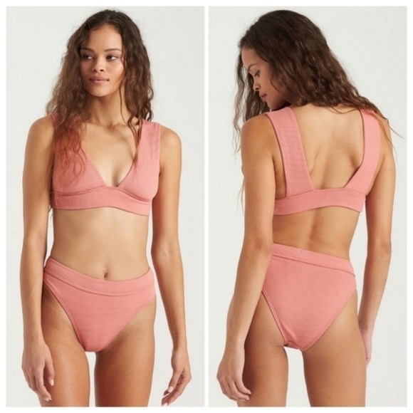 Billabong Maui Rider Bikini Bottoms Ribbed Rose - Picture 4 of 5